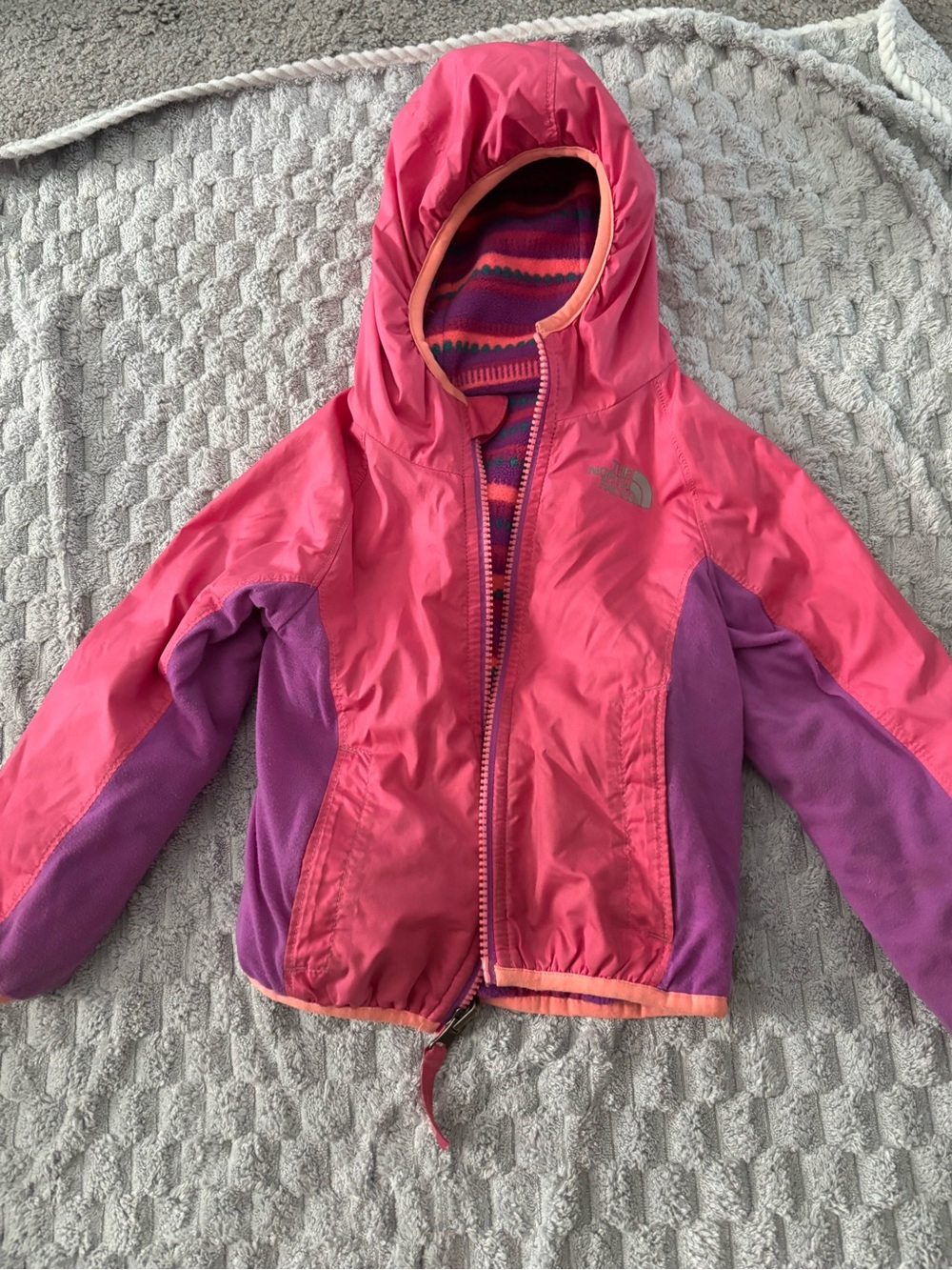 The North Face Kids Pink & Purple Hooded Rain Jacket
